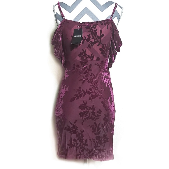 Velvet floral open-shoulder mini dress - Picture 3 of 5